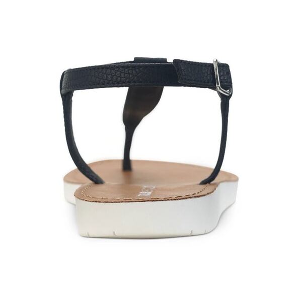 SUN + STONE Womens Black Flat Cushioned T-Strap Sandal / NEW / Size 10.5 - Picture 3 of 4